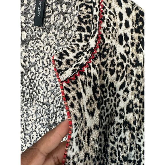 Marc Cain Cheetah Print Casual Stretch Long Sleeve Open Front Cardigan Size 2 - Picture 7 of 13